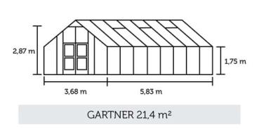 Gewächshaus Juliana Gartner 21,4m² Alu silber 10mm Doppelstegplatten